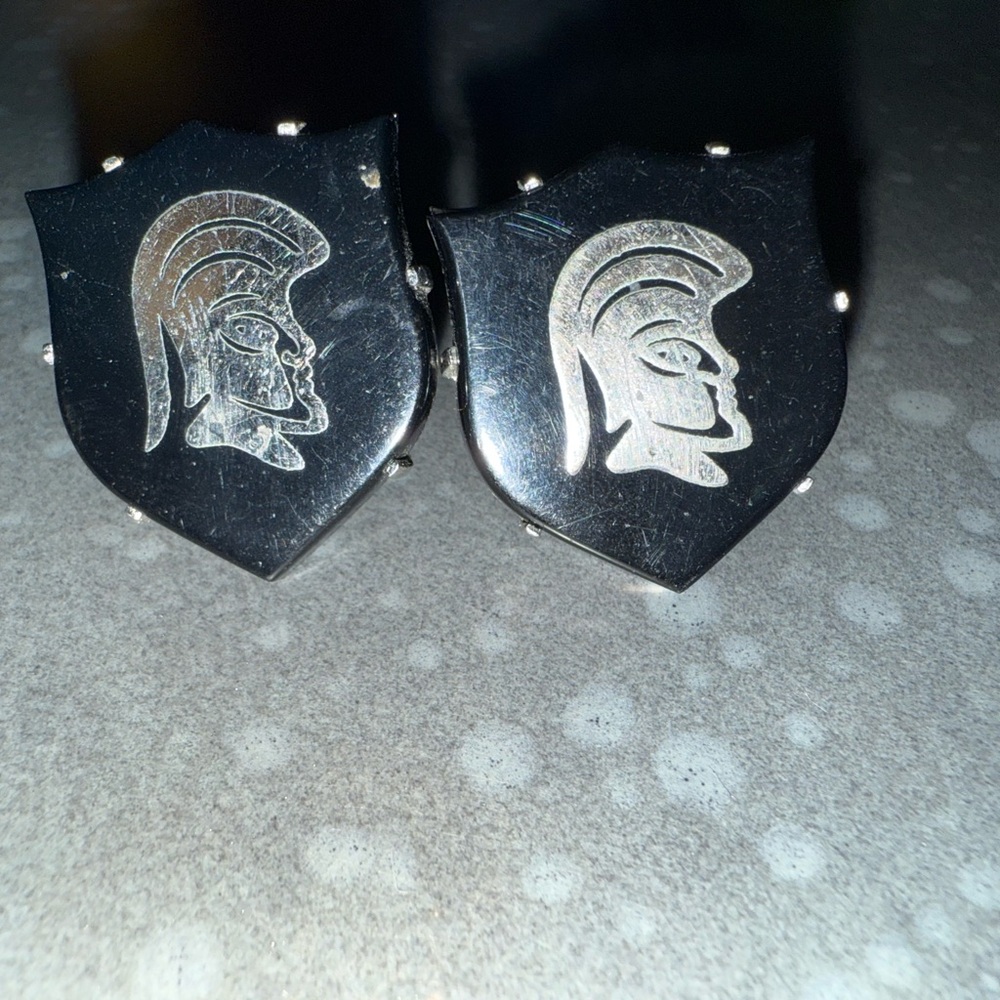 Vintage Swank Black Shield Roman Centurion Soldier Cufflinks